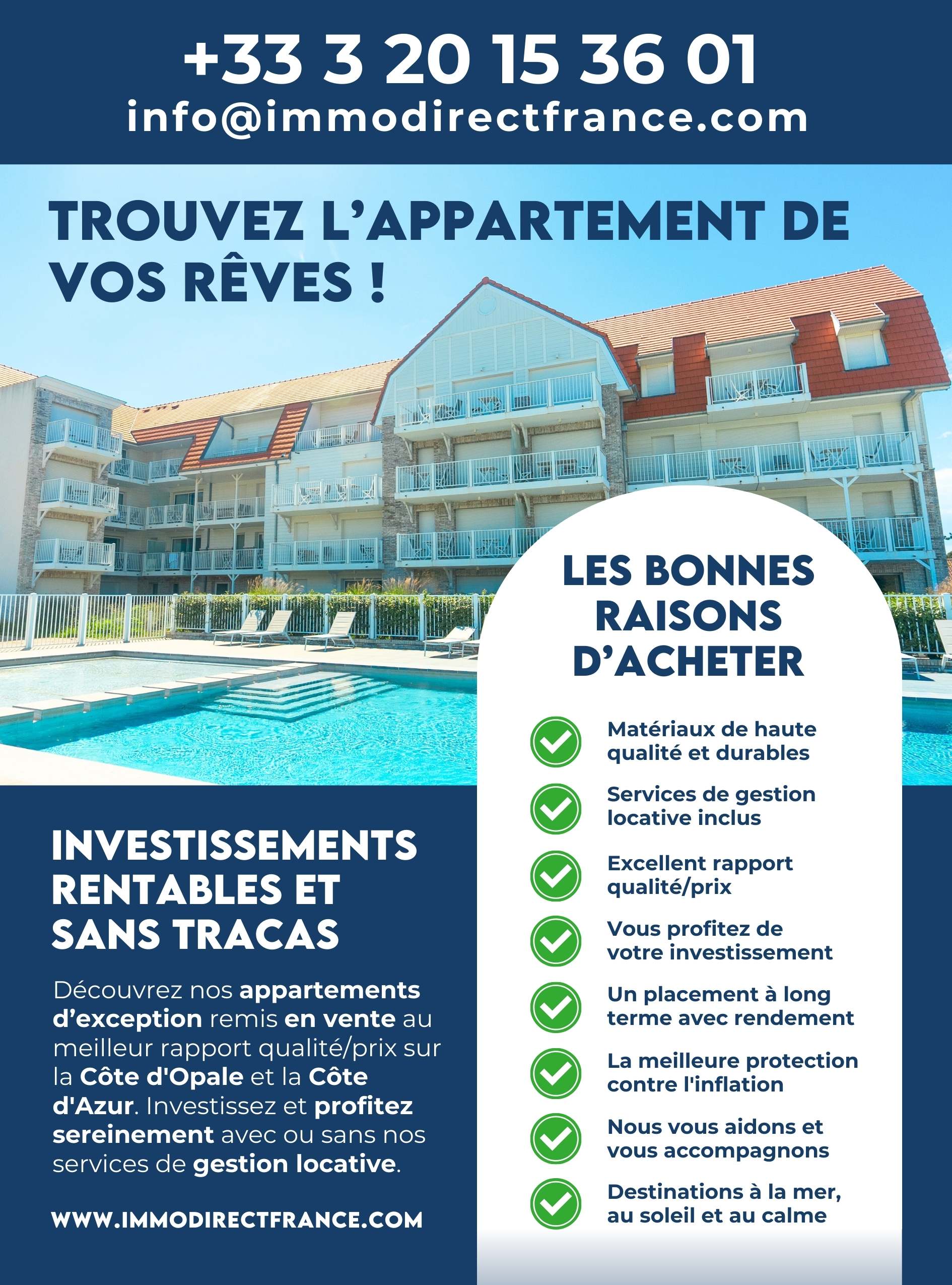 écouvrez nos appartements d’exception remis en vente au meilleur rapport qualité/prix sur la Côte d'Opale et la Côte d'Azur. Investissez et profitez sereinement avec ou sans nos services de gestion locative. ✅ Trouvez l'appartement de vos rêves ! Investissements rentables et sans tracas. Nous vous aidons à trouver votre coin de paradis ! 🙌 Découvrez tous nos biens : https://immodirectfrance.com #biensimmobiliers #cotedopale #cotedazur #investissement #gestionlocative #immodirectfrance